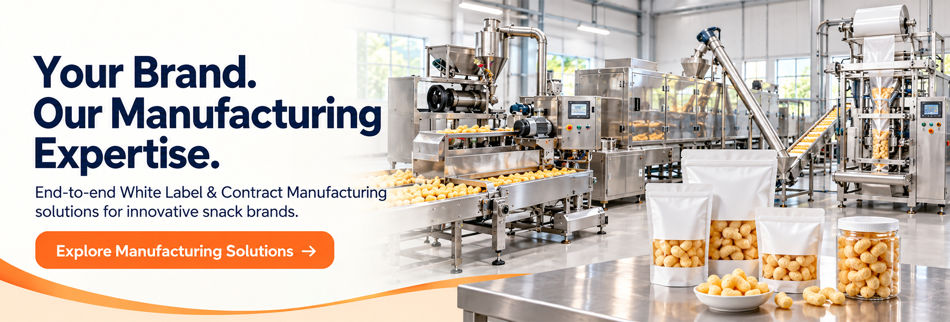 Shri Foods White Labeling & Contract Manufacturing Solutions — Your Brand. Our Manufacturing Expertise. End-to-end White Label & Contract Manufacturing solutions for innovative snack brands.